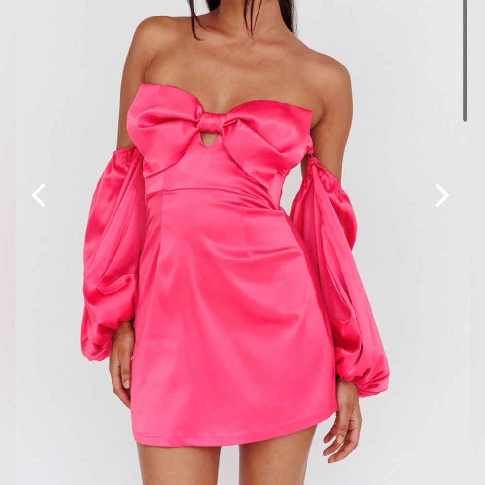 selfie leslie pink bow dress